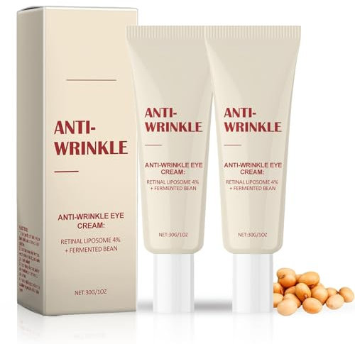 Anti-Wrinkle Eye Cream, Augencreme Gegen Falten und Augenringe, Anti-Aging Augencreme mit 4% Retinal Liposom und Fermented Bean, Glättung bei Tränensäcken und Dunklen Augenringen (2)