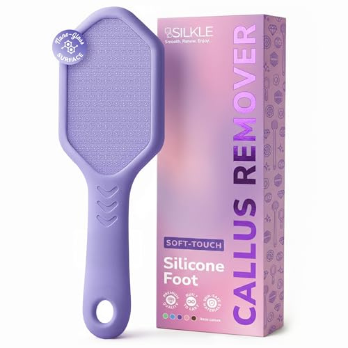 SILKLE Silikon Fuß Hornhautentferner - Nano-Glas-Fußfeile für abgestorbene Haut und rissige Fersen - Hornhautentferner für Füße & harte Haut - Ergonomischer Fußschrubber & Peeling für weiche, glatte