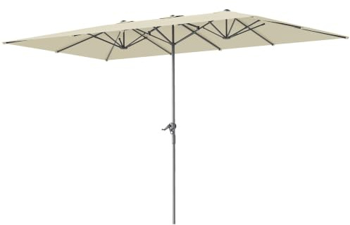 Outsunny Doppelsonnenschirm mit Kurbel 451 x 264 cm Windfest | UV Schutz 50+, Gartenschirm, Balkonschirm, Aluminium, Marktschirm, Sonnenschirm, Sonnenschutz für Terrasse Garten Balkon