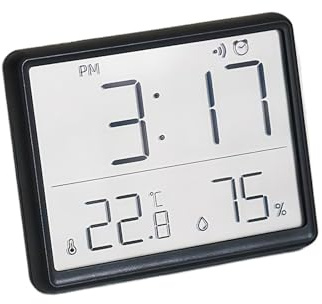 ThreeH LCD Reloj Alarma con Sensor Humedad: ImáN para Pared, Ideal Mesilla/SalóN/Residencia