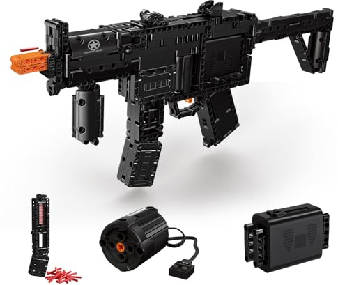 Sosuy MP5 Baustein Gewehr Sets, 1:1 DIY schießbare Scharfschütze Waffen Modell Armee Spielzeug für Erwachsener Mann, Geburtstagsgeschenke für Jungen ab 8 Jahren, Pistole Sammlung 783 Teile