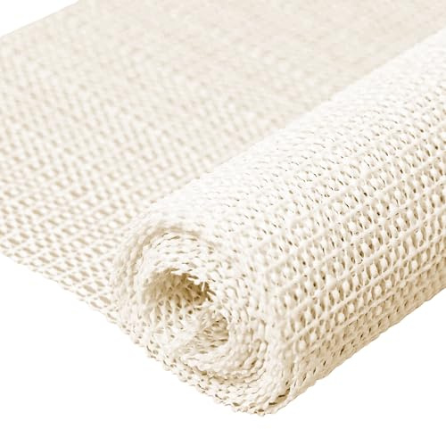 Antirutschmatte für Teppich 75 x 75 cm Ohne Weichmacher Teppich Antirutscheinlage Abwaschbar für Schubladen Regale Tablett, cremefarben