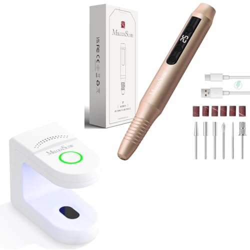MelodySusie Ponceuse pour Ongles Professionnel Sans Fil 25000 tr/min PC180G ,MelodySusie Mini Lampe UV Ongles ART04G,