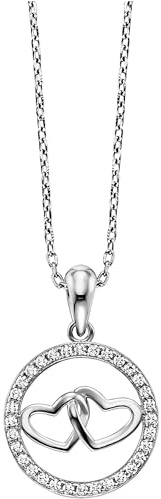 Julie Julsen JJNE34928-S Damen Collier Herz Sterling-Silber 925 Silber weiß Zirkonia 43 cm