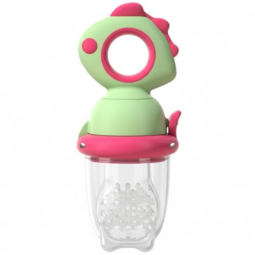 Succhiatore per alimenti ciuccio per frutta in silicone per neonati con manico ideale per la dentizione morbido massaggiagengive con sistema antigoccia.