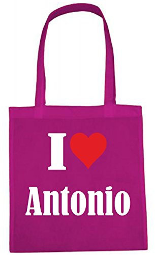 Reifen-Markt Tasche I Love Antonio Größe 38x42 Farbe Pink Druck Weiss