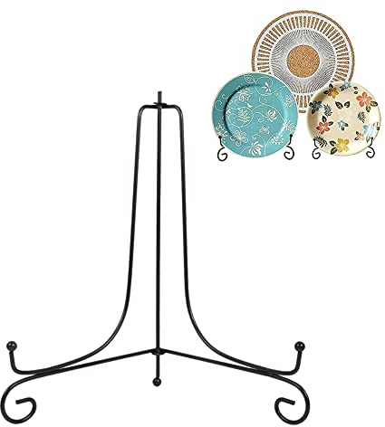 Yosoo Iron Display Stand, 4 - 10 Metal Easel Classic Table Display Stand Bowl Plate Photo Picture Frame Bowl Book Artwork Platter Holder Decoration Black (10)