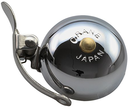 CRANE Bell Co. Fahrradklingel Mini Suzu with Steel Band Mount Messing, Verchromt, 45mm, CR-MSZSB-CP