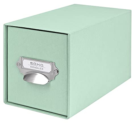Rössler SOHO CD-Schubladenbox | Schubladen-Aufbewahrungsbox | Organizer mit Schublade | Storage Box | Aufbewahrung & Organisation | (BxHxT): 143 x 158 x 261 mm | 1 Stück | Farbe: Grün | Mint