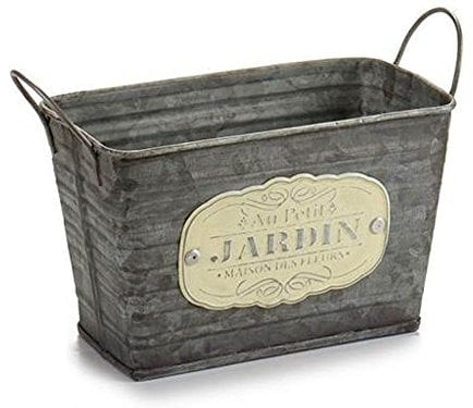 Ibergarden Fioriera di Metallo Shabby Chic Rettangolare da Interno ed Esterno