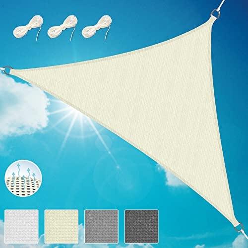Sol Royal Sonnensegel dreieckig 6x4,2x4,2m Wasserdurchlässig HDPE Atmungsaktiver Balkon Terrasse Segeltuch UV Sonnenschutz Segel Garten Pool Camping Creme – Shade Sails HS9
