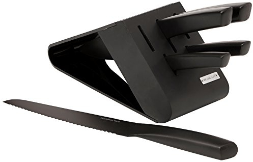 Brandani 53152 portacoltelli in acrilico con 5 coltelli in acciaio INOX, nero