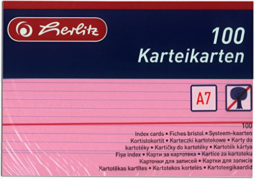 Herlitz 1150507 Karten, A5, 100 Stück, weiß, rosa, A7 / 800 Karten