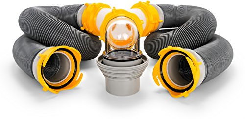 Camco Deluxe-Abwasserschlauch-Set, 6 m, inklusive 6-3 m langen Wohnmobil-Abwasserschläuchen, vormontierten 360-Grad-Dreharmaturen und Wye-Anschluss, gebrauchsfertiges Wohnmobil-Abwasser-Set, leicht