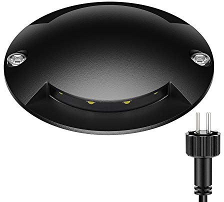 ledscom.de LED Bodenleuchte, Wegmarkierung BUNDA für außen, IP67, 2-flammig, schwarz, rund, 70mm Ø, warmweiß