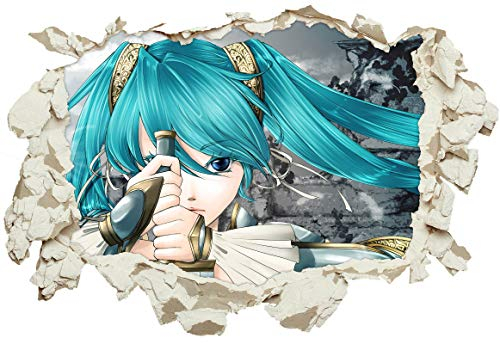 Unified Distribution Anime & Manga - Vocaloid Hatsune Miku Ritter - Wandtattoo mit 3D Effekt, Aufkleber für Wände und Türen Größe: 92x61 cm, Stil: Durchbruch