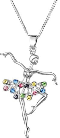 Ballerina Tänzerin tanzen Ballett Anhänger Halskette Charme Überraschung Schmuck Geschenk zum Mädchen, Frauen (Mehrfarbig)