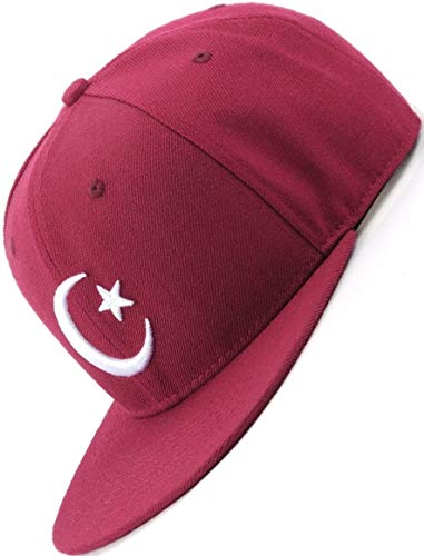 Bexxwell Snapback Cap rot mit Hilal 3D-Stickerei in weiß (optimale Passform, Kappe, rot, 3D-Embroidery, Mond, Mondsichel, Stern, Türkei, Turkye, Unisex)