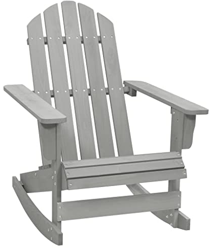 vidaXL Holz Garten Schaukelstuhl Gartenstuhl Gartensessel Schwingsessel Relaxstuhl Holzstuhl Adirondack Stuhl Sessel Gartenmöbel Balkon Terrasse Grau