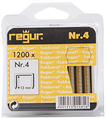 REGUR Typ 4 Tackerklammern aus verzinktem Stahl mit geharzter Oberfläche - 1.200 Heftklammern in der Länge 4/12 mm für Paneele und Pofilhölzer