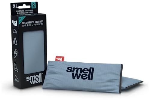 SmellWell XL Active Geruchsentferner - Schuhdeo - Bambusaktivkohle Geruchsabsorber - Feuchtigkeitsabsorber für Schuhe, Taschen und gegen Schweißfüße - Silver, 1 Paar, 2 x 125g