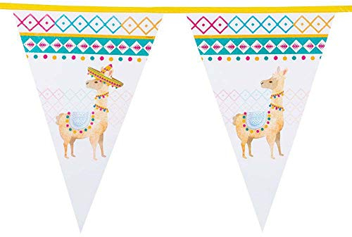 Boland 54430 - Wimpelkette Lama, Länge 600 cm, Fahnenkette, Girlande, Hängedekoration, Karneval, Mottoparty, Geburtstag, Sommer, Garten