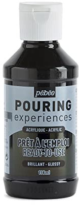 Pebeo Pouring Experiences-Ready-to-Use Premixed Acrylic Paint-Ideal for Fluid Art, Ivory Black, 118 ml (Pack of 1)