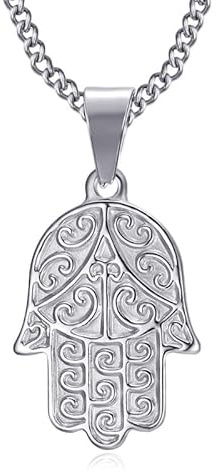 BOBIJOO Jewelry - Pendentif Main de Fatma Marie Fatima Collier Protection Acier Inoxydable Argent Chaîne