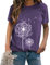 WIEIYM Damen T-Shirt mit Rundhals, Lässiges Löwenzahn Gedruckt Tee Shirt Sommer Basic Leicht Tunika Frauen Teenager Mädchen Mode Freizeit Tunika Bluse Jahrgang Tops (Lila, 2XL
