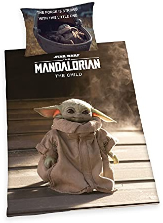 Herding Star Wars The Mandalorian Bettwäsche-Set, Kopfkissenbezug 65 x 100 cm, Bettbezug 160 x 210 cm, Mit leichtläufigem Reißverschluss, 100% Baumwolle/Renforcé