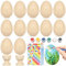 Sprinlot 12 Pcs Oeufs en Bois de Pâques, Œufs en Bois avec Coquetiers Peintures et Autocollants, Peinture de Bricolage de Paques, Colorant Oeuf de Paques pour Décoration et Cadeaux