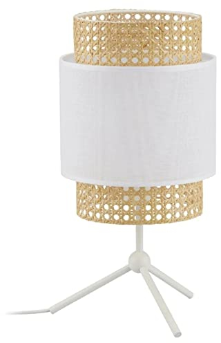 famlights | Tischleuchte Kate in Weiß und Braun E27