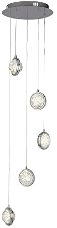Searchlight Quartz 5 Light Drop Pendelleuchte, Blasenglas, detaillierter Rand 4000K