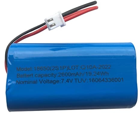 AOLIKES 7.4V Batteria Rcaricabile agli ioni di Litio 2600mAh,Batteria di Alimentazione con Spina XH2.54-2pin, Batteria fai da te 18650 2S1P Batteria Supporta la Scarica Continua 3C