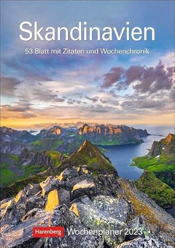 Skandinavien - Wochenplaner 2023 - Harenberg-Verlag - Wochenkalendarium - 53 Blatt mit wundervollen Aufnahmen und Zitaten - Wandkalender mit Platz zum Eintragen - 25 cm x 35,5 cm