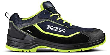 Sparco Indy, Scarpe Antinfortunistiche Unisex-Adulto, Blu Marine Giallo Fluo, 44 EU