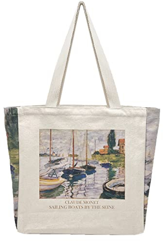 BROADREAM Jutebeutel Bedruckt Vintage, Jute Beutel, Einkaufstasche Bag, Canvas Tote Bag Aesthetic Vintage Taschen Groß Umhängetasche Stofftaschen für Damen Uni Arbeit