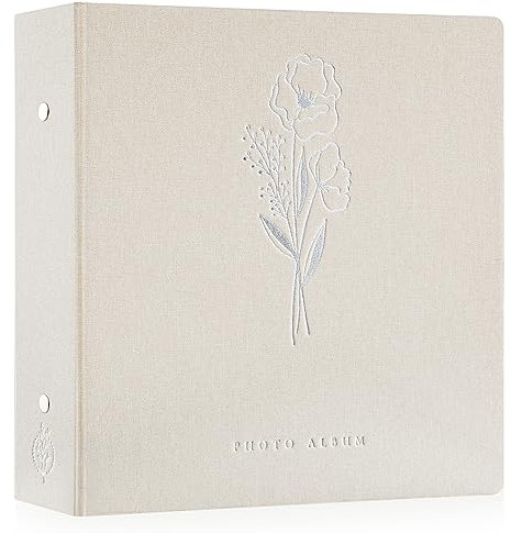 Lanpn Album Photo 11x15 11,5x15 1000 Pochette, Grand Geant Format Lin Tissu Album pour Horizontal Vertical Photos Beige