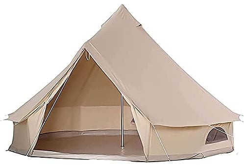 Camping Tent,Outdoor Bell Tents Large Canvas Glamping Yurt Teepee Tents with Zipped Groundsheet and Chimney for Family Camping Hiking Hunting Party Sh