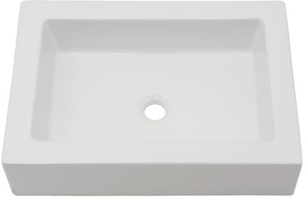 Lofeyo Fregaderos rectangulares blancos de 22 x 15 pulgadas para baños, lavabos de porcelana y cerámica sobre el mostrador, lavabo moderno