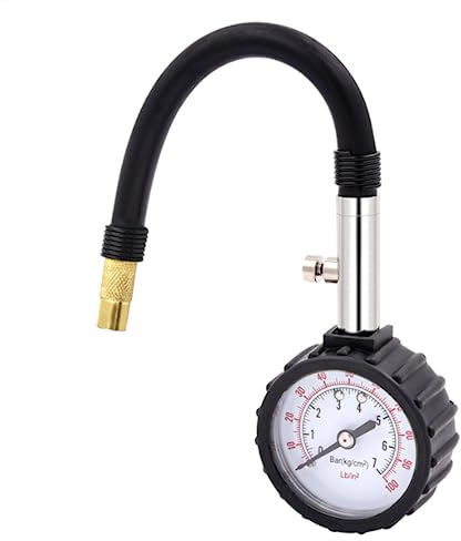 Reifendruckprüfer,Luftdruckprüfer, Genaue Reifendruckprüfer mit Flexiblem Schlauch, Leuchtzifferblatt, Mechanischer Luftdruckmesser für Schrader-Ventil von Fahrrad, Motorrad, Auto, SUV
