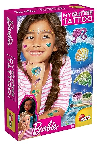 Lisciani - BARBIE - Mis Tatuajes Scientillants - Tatuajes Efemérides - Juego Creativo - Pegatinas, Polvo, Gemas Ahésivas - Para Chicas a Partir de 5 Años