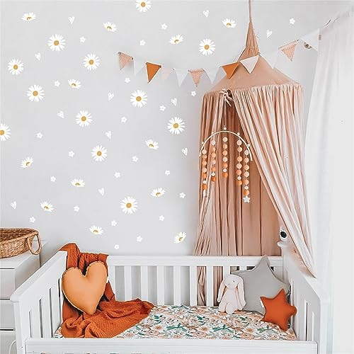 Herfair Wandaufkleber Gänseblümchen Wandsticker Kinderzimmer Aufkleber Weiß Daisy Blume Wandtattoo Selbstklebend Wandaufkleber für Kinderzimmer Wanddekor