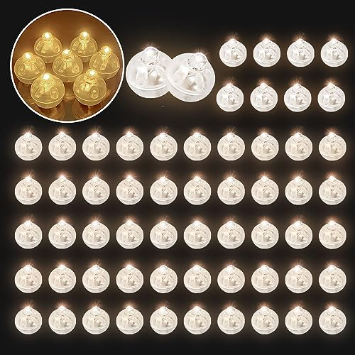 Mini Led Luces de globos,60 Pcs LED Lámpara Globo Mini LED Bombillas Luz Luces redondas de Globos LED Mini Flash Luces LED de Decoración para Cumpleaños Boda Navidad Halloween Fiesta(Luz Cálida)