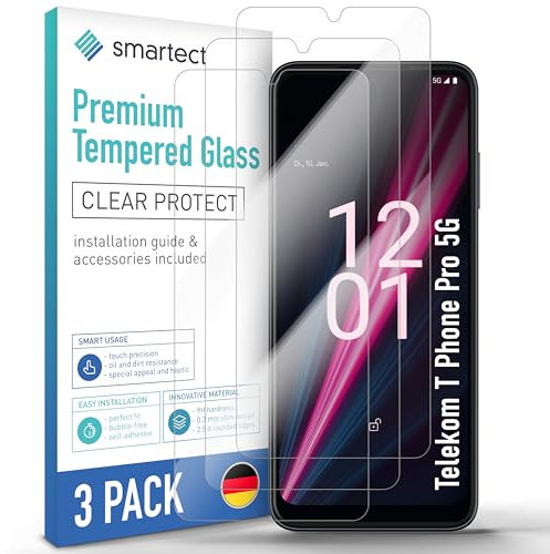 smartect Schutzglas [3 Stück, Klar] kompatibel mit Telekom T Phone Pro 5G, HD Schutzfolie Anti-Kratzer, Blasenfrei, 9H Härte, 0.3 mm Ultra-klar, Ultrabeständig