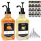 HMJIA Distributeur Sirop de Café 500ML Bouteilles de Sirop en Verre avec 16 Étiquettes et Pompe pour Accessoires de Bar à Café Vanille Érable Distributeur de Savon (500ml - 2 Pcs, Carré Noir)