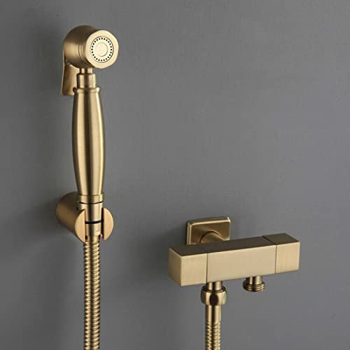 Robinet Mural Pulvérisateur Surpresseur Or Douchette WC Kit Complet Robinet D'eau Froide Bifonctionnel Pulvérisateur de Robinetterie,A