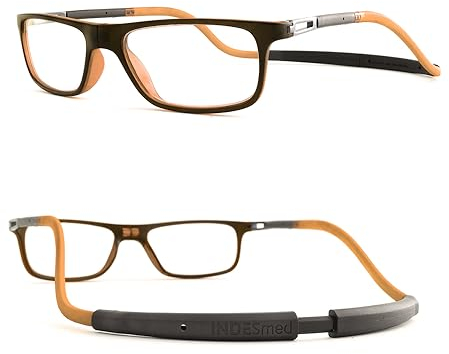INDESMED Occhiali da Lettura Magnetici Leggerezza, Stile Moderno e Filtro Luce Blu - Regolazione Personalizzabile per Uomo e Donna - Design Elegante e Confortevole (Arancione, 2.5, Diottria)