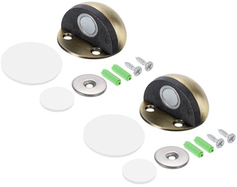 sourcing map Magnetic Door Stopper Catch, 2pcs Stainless Steel Floor Mount Door Stops Magnets Door Holder with Self Adhesive and Screws, Bronze Tone