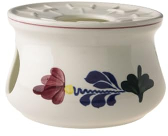 Stövchen Keramik Creme mit Blumen Dekor